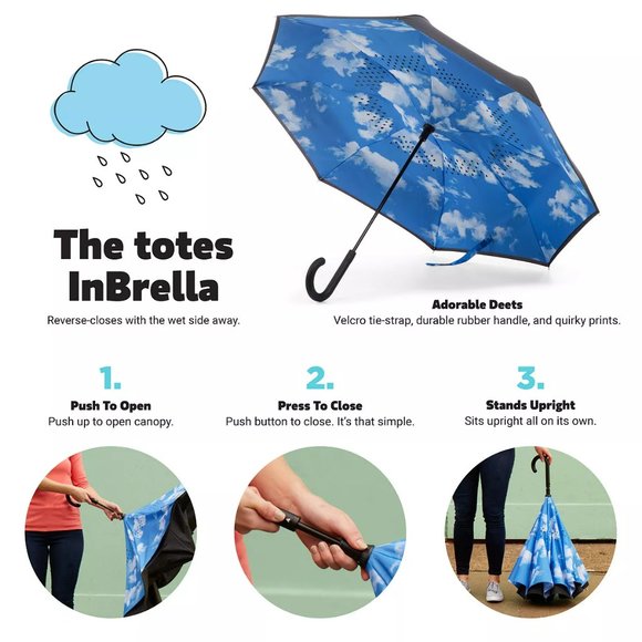 Totes InBrella Umbrella NWT Polka Dots - Picture 5 of 5
